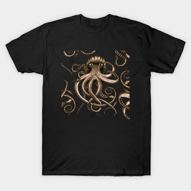 Bronze Kraken T-Shirt by TAOJB